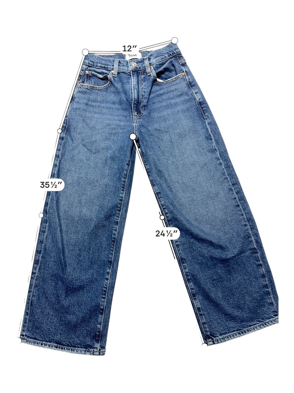 PAIGE Wide-Leg Denim Jeans in Medium Blue Size 24 Petite Ankle Boho Summer - Picture 2 of 11